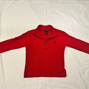 Polo by Ralph Lauren Red Half-Zip Sweater with Navy Pony